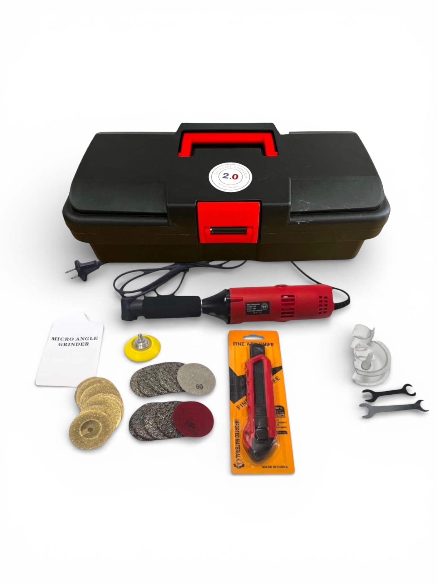 Kit Smerigliatrice P6 di Precisione 550W con Variatore Velocità – Set con Accessori (Pad, Dischi, Mandrino, Taglierino) – Taglio e Finitura Piastrelle e Pietra – Outillage Carreleur 2.0