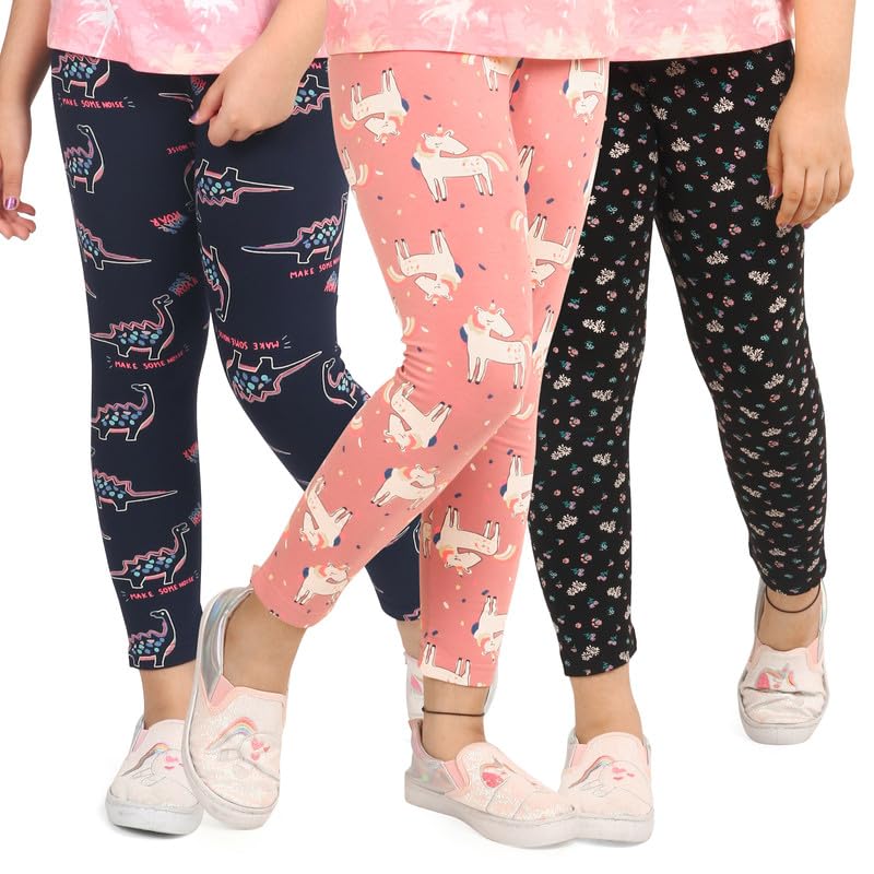 Image of ARIEL Girls Cotton Printed Regular Fit Non-Transparent Ankle Length Leggings