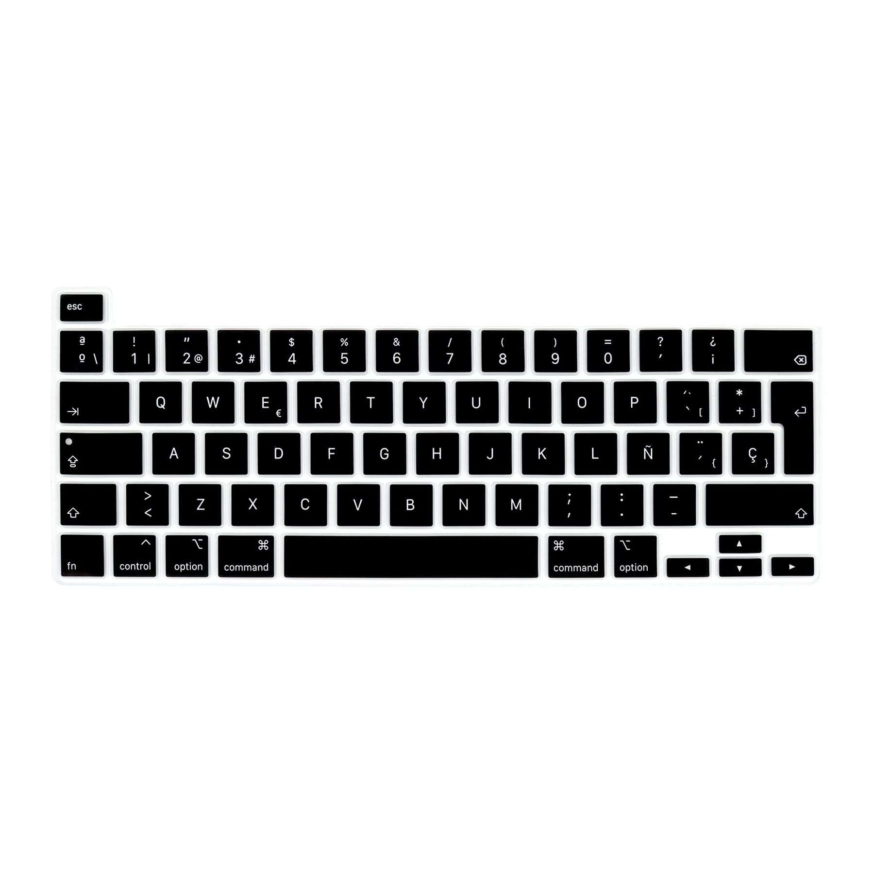 Protector de Teclado Silicona español para MacBook Pro 13" M1/M2 A2338 (2020–2023), A2289 (2020), A2251 (2020–2021), Pro 16" A2141 (2019–2021) EU/ISO - Negro