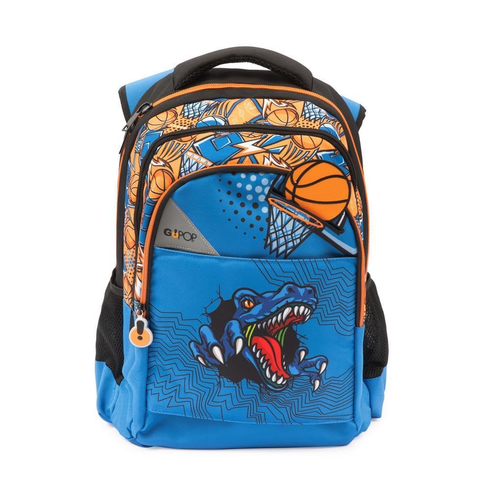 Go Pop - Zaino Modello Slam Dunk, 3 Scomparti,Tasche Interne E Laterali  Porta Borraccia, Schienale E Spallacci Imbottiti, Con Fascia Personalizzata  E Pop Up, Lt 24, Dim 32x44x19, Scuola Elementare : Amazon.it: Moda