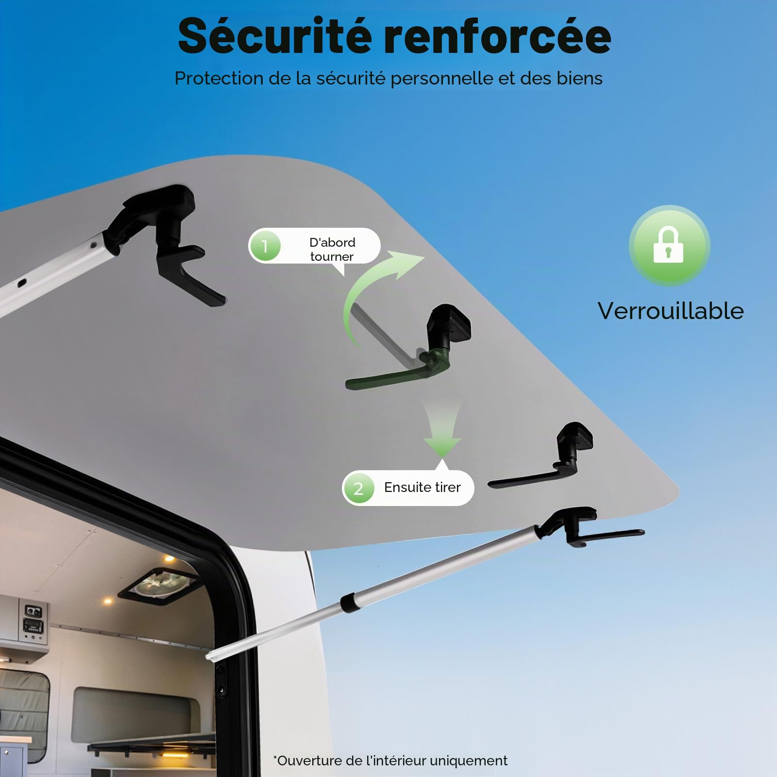 DIFU Fenêtre de caravane - 900 x 550 mm - Certifié ECE 43R - En verre trempé - XL - Avec moustiquaire et store - Protection contre les insectes