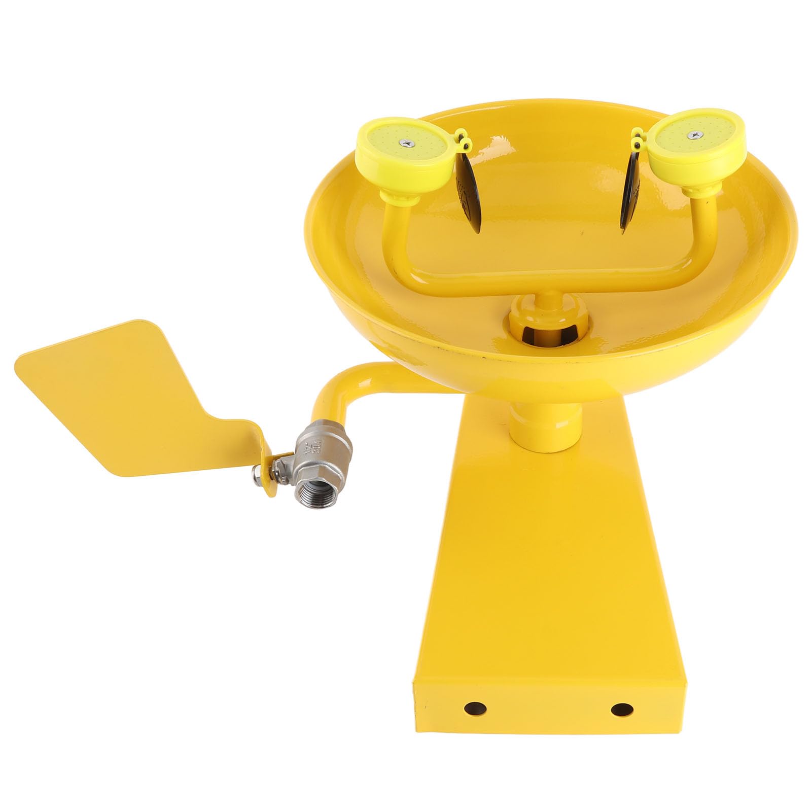 FLEXMAN Emergency Eye Wash Station, Stainless Steel Dual Spray Heads Eye Washer, Handsfree Yellow Eye Wash Station First Aid for Eyes