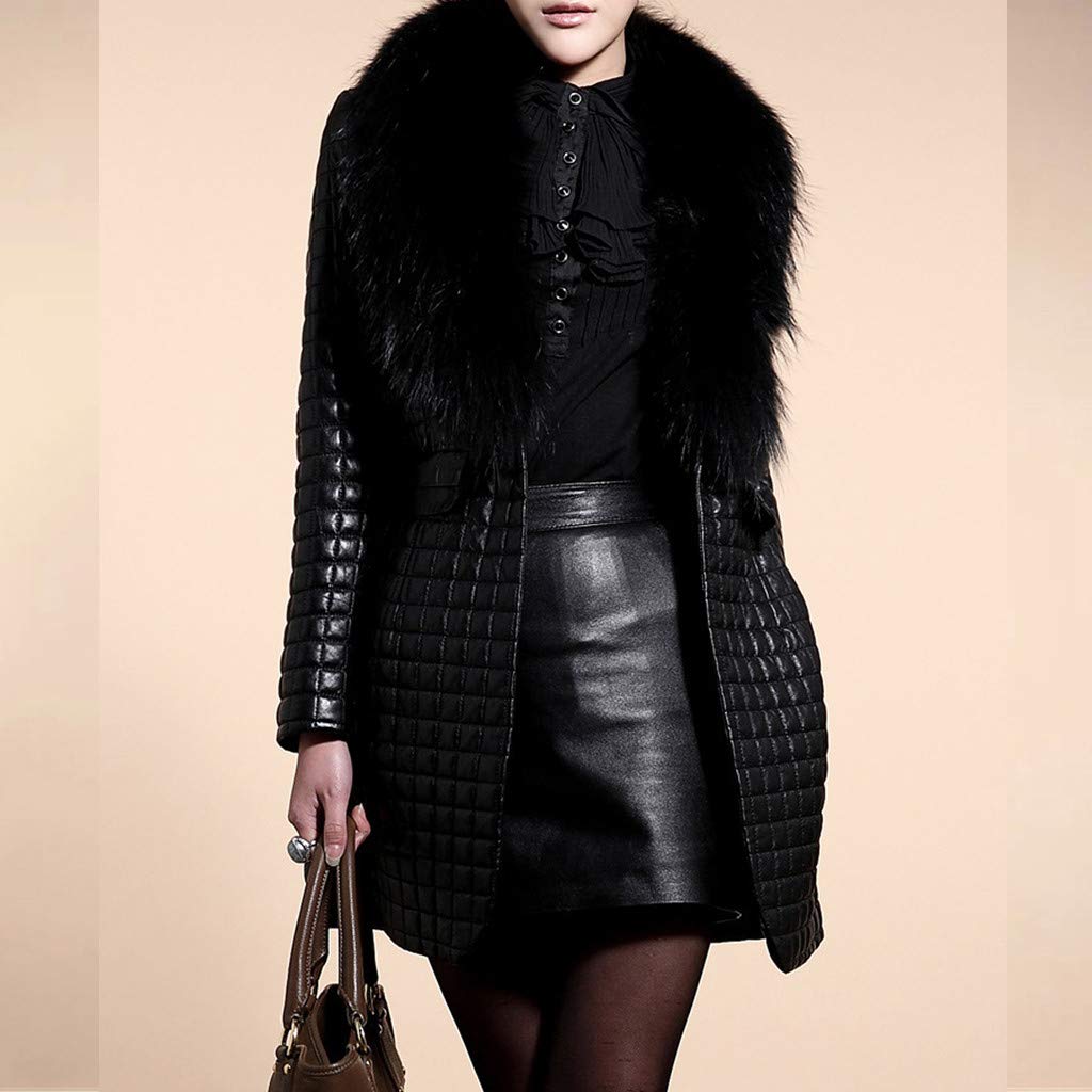 Chaqueta Mujer Invierno Abrigos De Cazadora Forro Polar，Chaqueta larga sintética imitación cuero para mujer abrigo invierno manga larga prenda exterior elegante femenina ropa temporada fría chaqueta