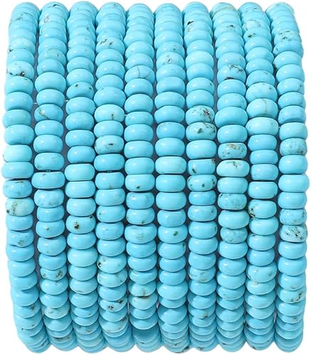 Cuentas de piedra de disco turquesa azul natural de 0.156 x 0.079 pulgadas, 160 cuentas de piedras semipreciosas sueltas para diseño de joyería