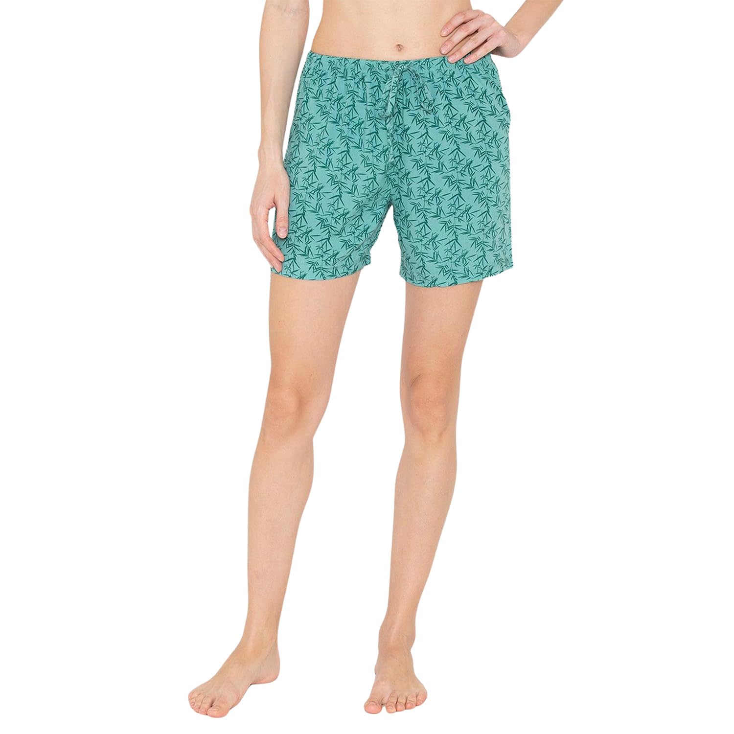 bonjour Women Printed Cotton Lounge Shorts|Soft Breathable Fabric|Elastic Waistband with Adjustable Drawstring Green-picture-15