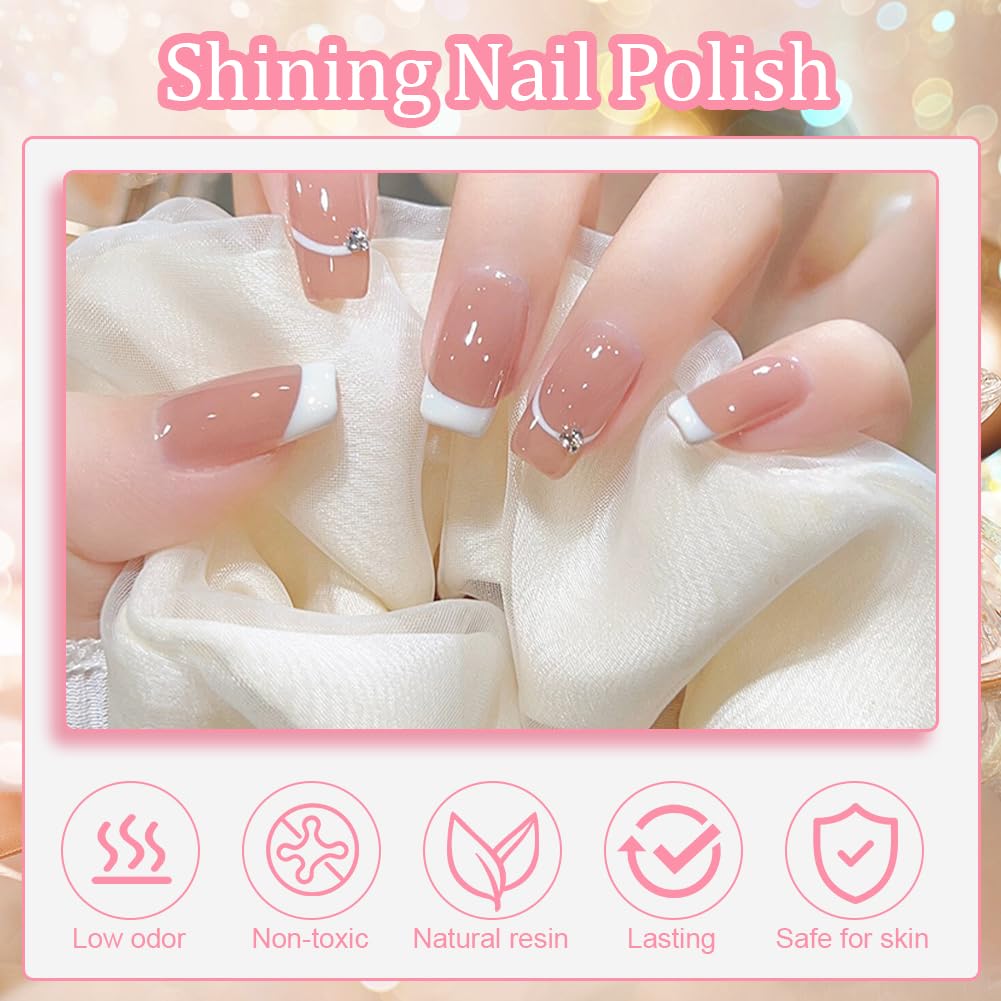 LOPHE Zestaw lakierów do paznokci, 4 x 8 ml, wzór do francuskiego manicure, profesjonalny lakier do paznokci, żelowy lakier do paznokci, półtrwały lakier żelowy (4 kolory)