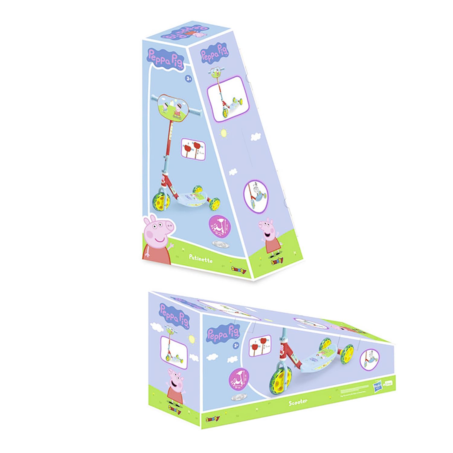 Peppa Pig Monopattino 3 Ruote, Scooter per Bambini con Personaggi Peppa Pig, Multicolore