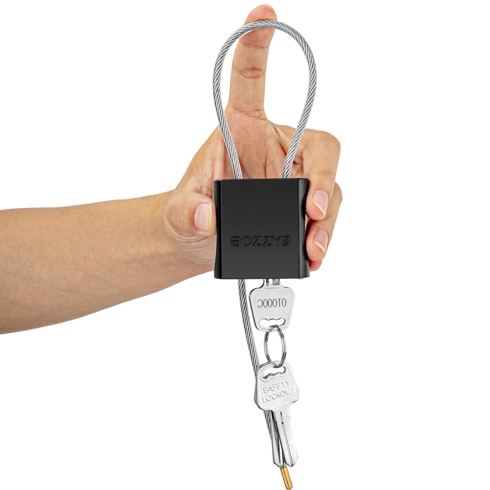 BOZZYS Cable Lock with 3 Keys | Adjustable Steel Cable Lock | Aluminum Locks for Bikes, Gate, Lockers & Outdoor Gear (Black - L 1.15ft(0.35m),D 1/6in(4mm))
