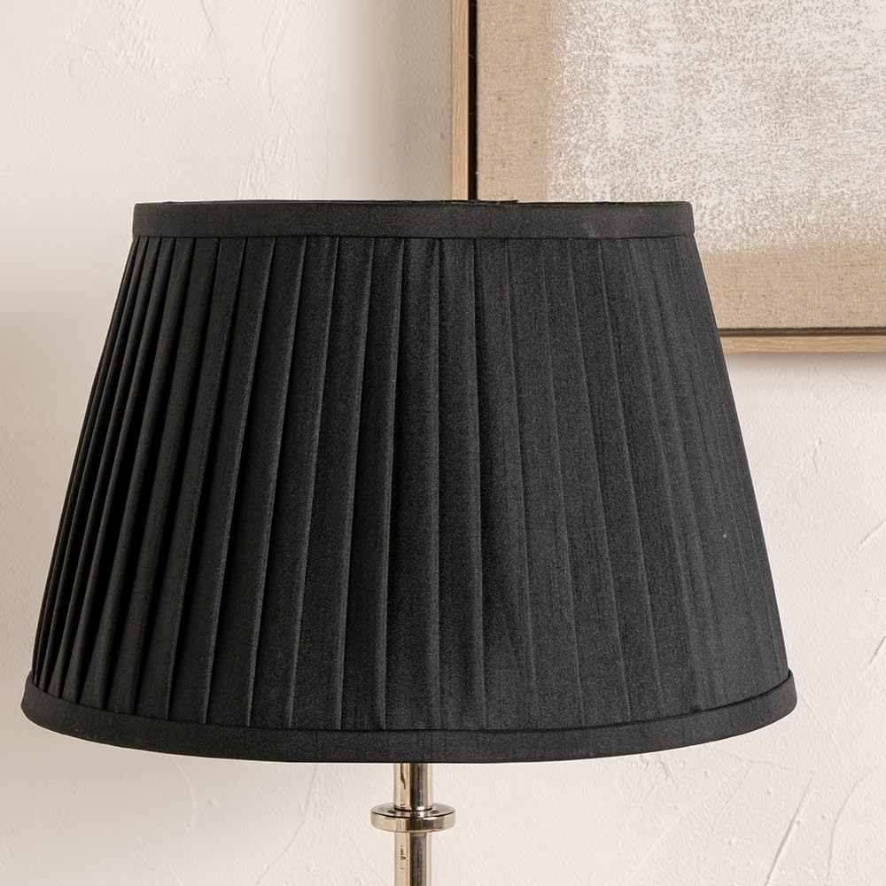 Pacific Lifestyle Black Empire Pleat Lampshade For Table Lamps | Cotton Knife Pleat Shade For Standard Lamps | Contemporary Tapered Pleated Lamp Shade For Living Room Lamps (, 40Cm Diameter)