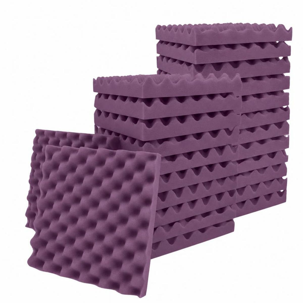 Acoustic Foam Fireproof Soundproofing Sponge 6/12/24/48 Pcs Egg Crate Soundproof Foam Studio Home Sound-Absorbing-Purple-Medium Density-6 Pcs with Tapes-2.5cm Thick