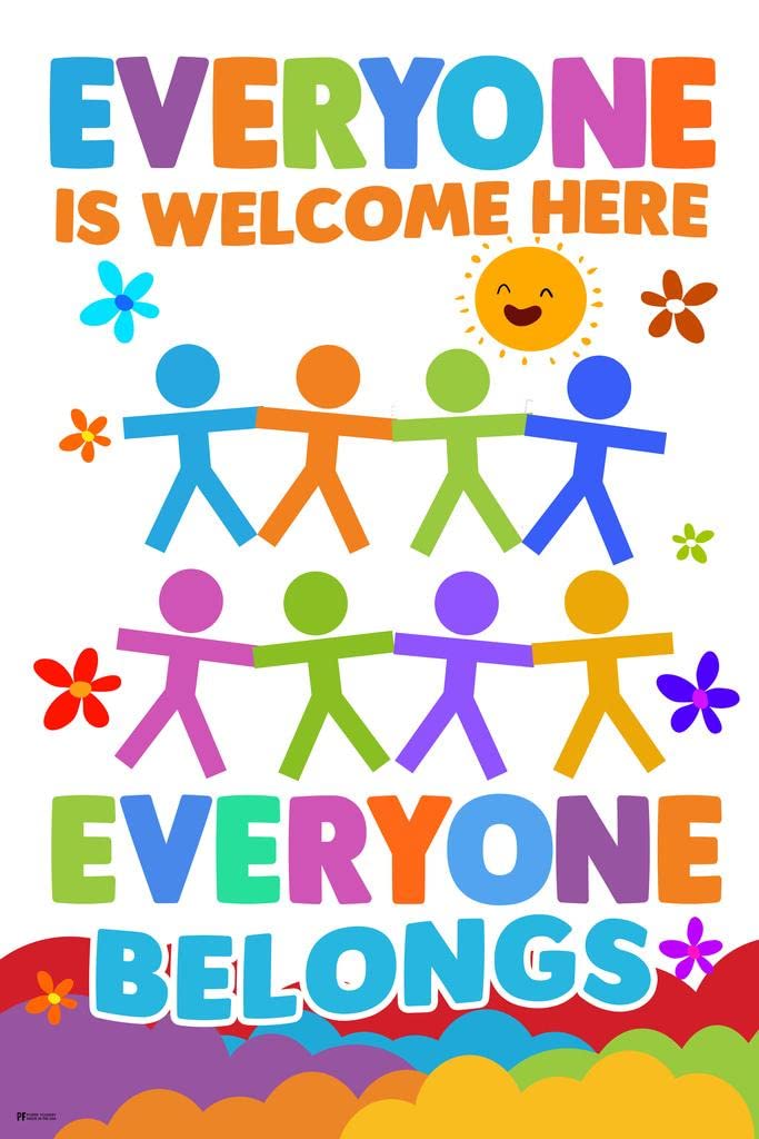 Laminated Everyone Is Welcome Here Everyone Belongs Rainbow Classroom Educational Teacher Supplies School Decor Teaching Toddler Kids Elementary Learning Diversity Poster Dry Erase Wall Art 12x18