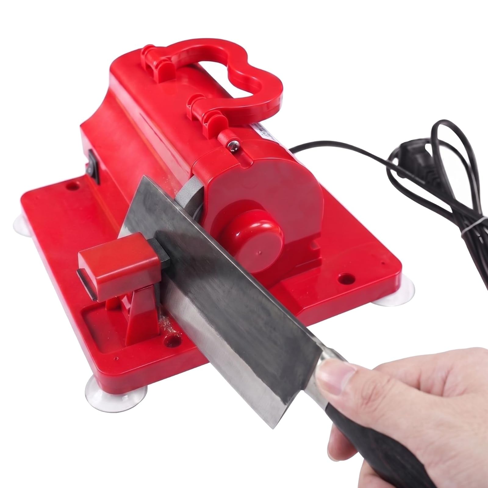 Afilador eléctrico de tijeras de peluquería, herramienta de afilado | Ranura ajustable, ranura en V específica, rueda de resina de 8 mm de grosor, base de succión segura, para costura, jardinería