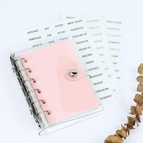 Miniatura 9 de Divisores A7 de 6 agujeros de plástico duradero con 6 pestañas, separadores de páginas transparentes para escribir y borrables para carpetas de