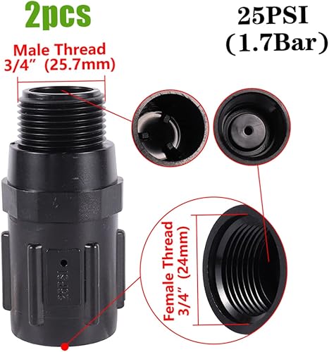 Miniatura 4 de Regulador de presión de riego por goteo Reguladores de presión Sistema de riego por goteo 30PSI Reductor de presión Válvula de bajo flujo para