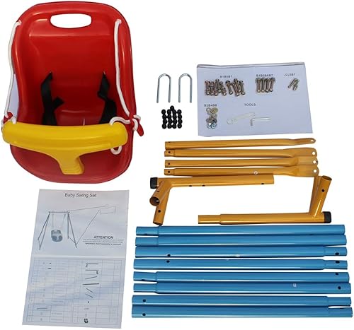Miniatura 3 de Juego de columpios para bebé para interiores y exteriores, con marco en A, con arnés de seguridad y pasamanos para patio trasero