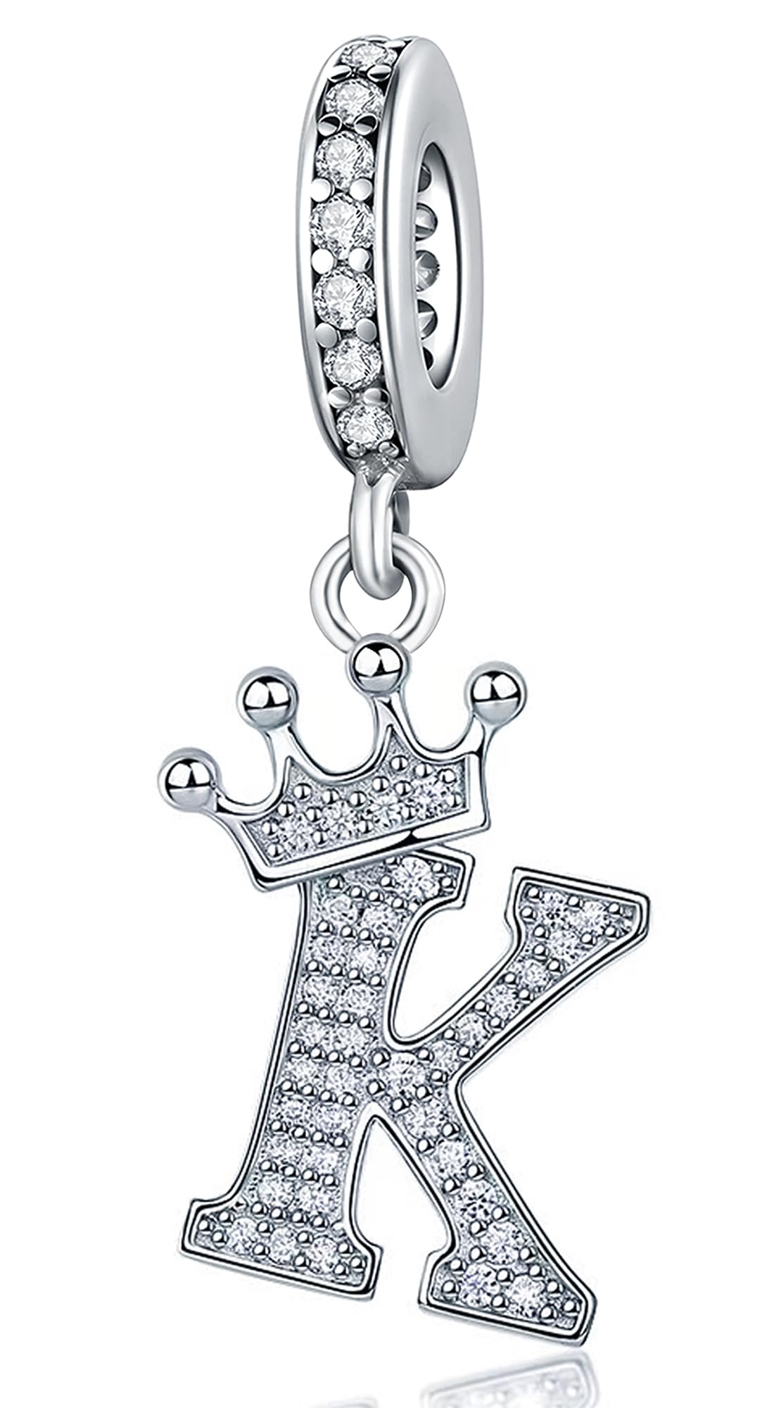 Silver Letter Charm Fit for Pandora Charms Bracelet Alphabet Initial Crown Charms Beads Jewelry Gifts for Women