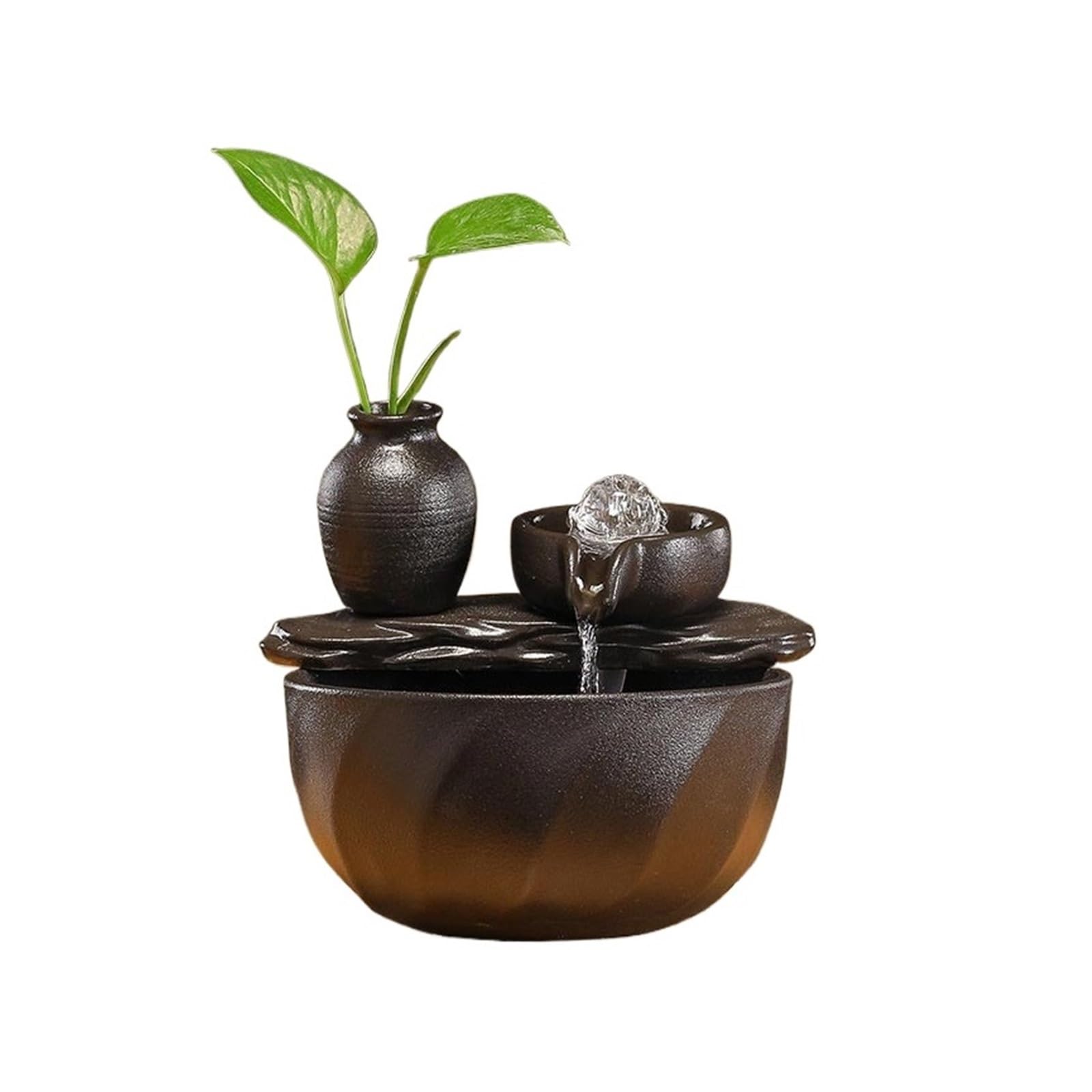 water feature Ceramics Tabletop Water Fountain Indoor Waterfalls Fountains for Bedroom, Office(Black)