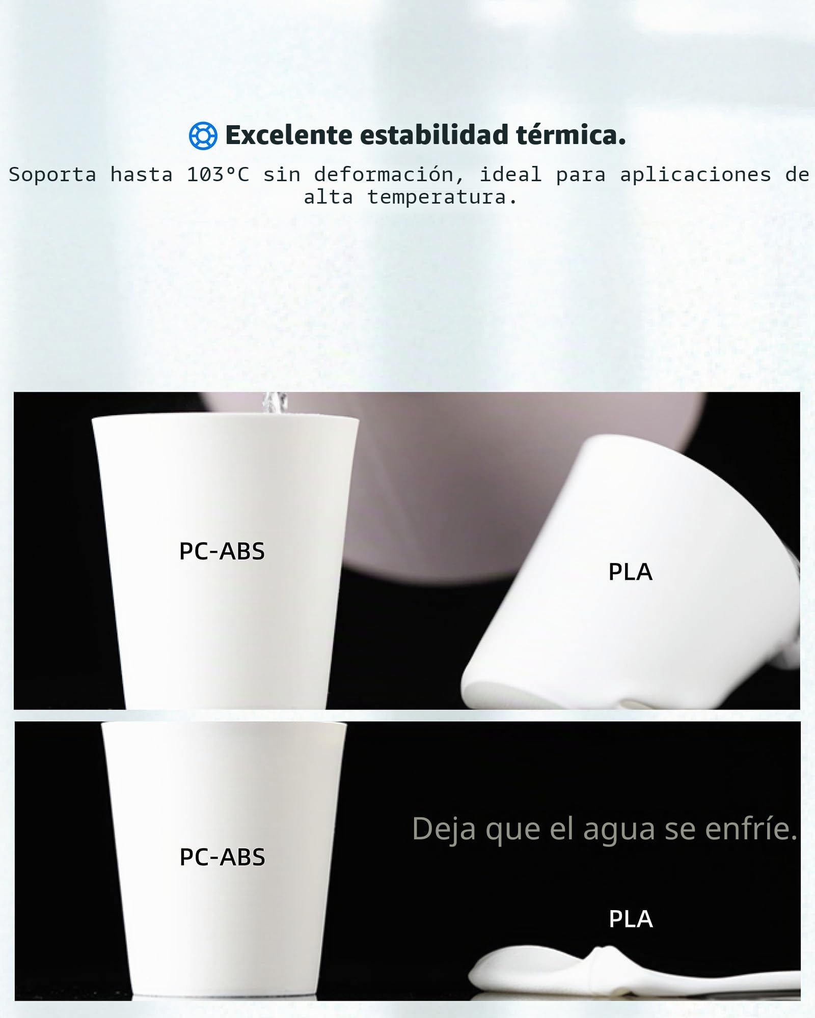 Inslogic Pre-secado PC-ABS Filamento 1.75mm 1kg, Resistente y Resistente al Calor Filamento PC Impresora 3D, Mezcla de Filamento Policarbonato con ABS, Blanco