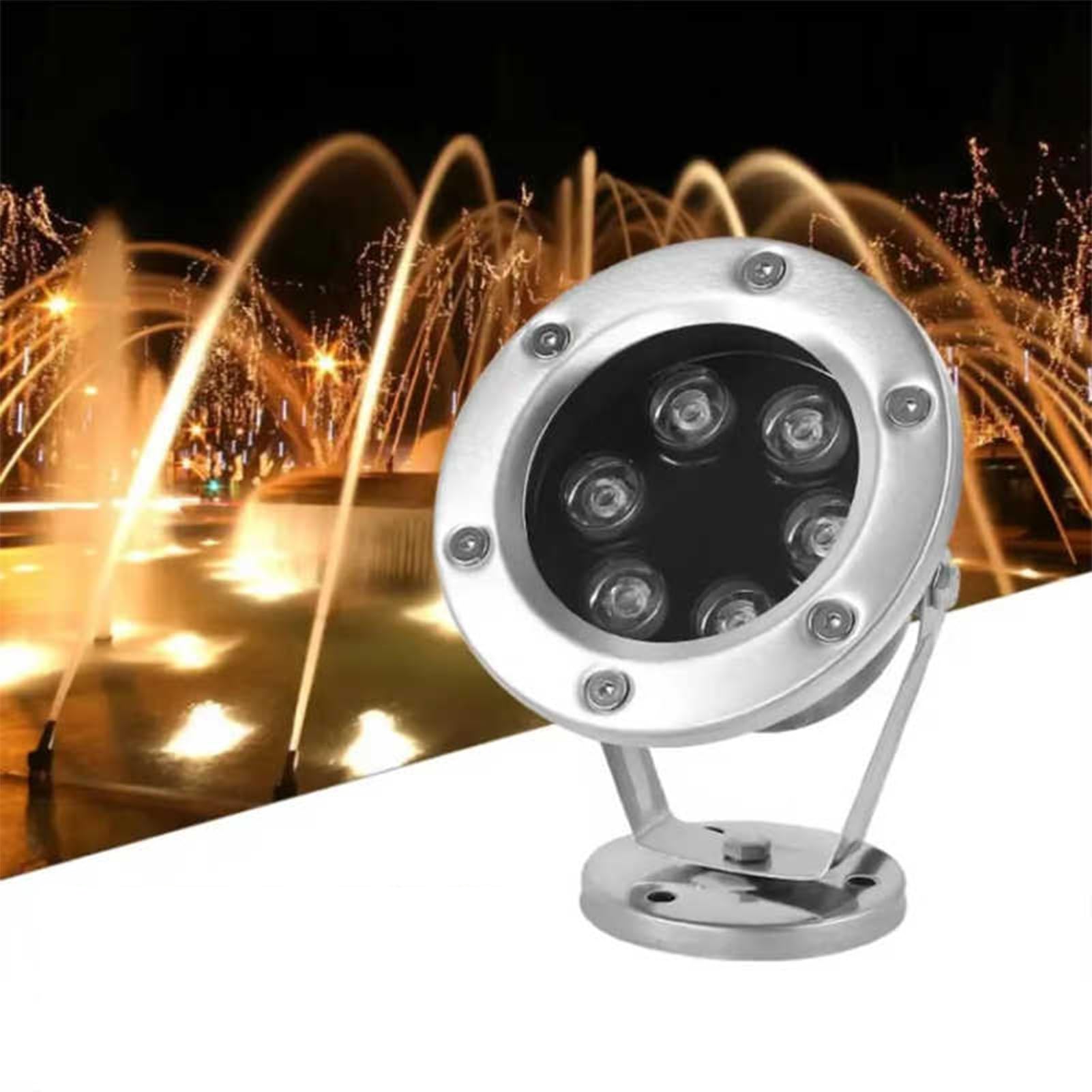 QICBYING Underwater Pond Spotlight - Submersible LED Lights, 24V RGB Outdoor Recessed Spot Light, IP68 Stainless Steel Fountain Lamps, 360° Adjustable Angle Landscape Lighting(Warm White,3W)