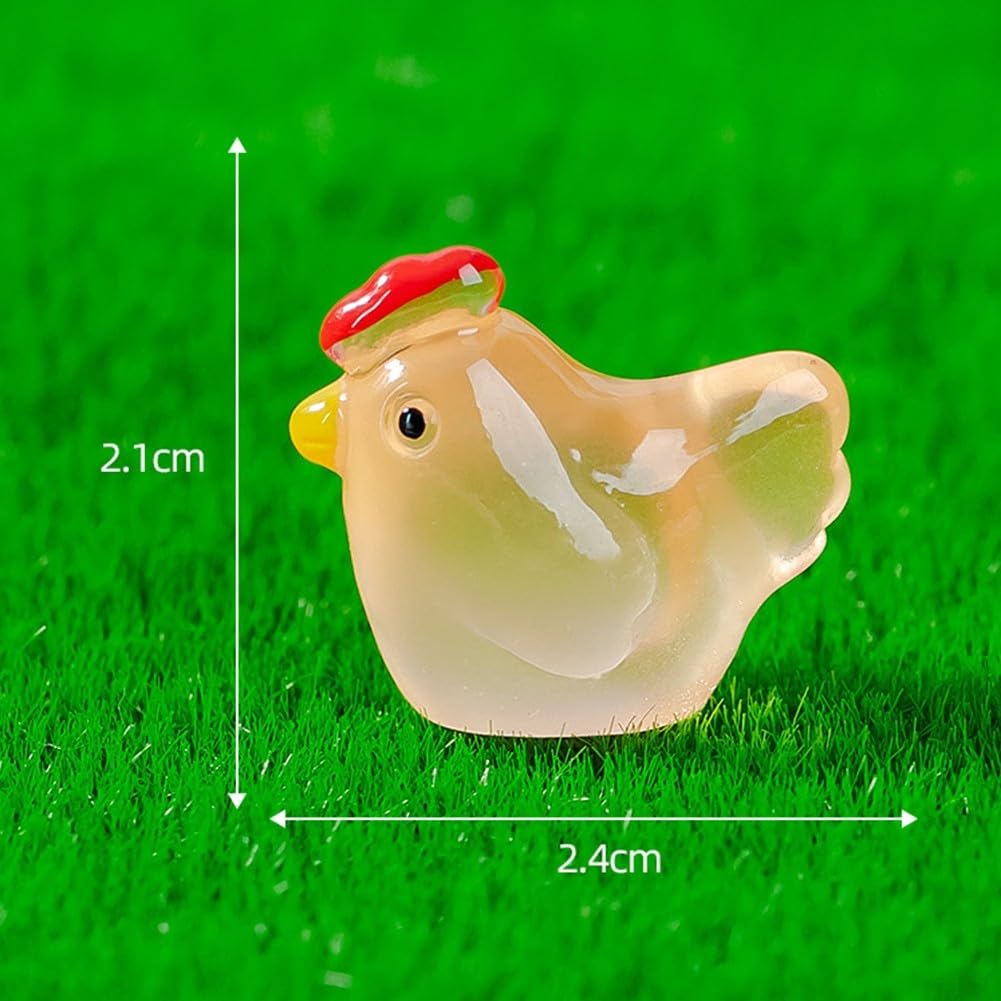 Ozdoby do salonu, ozdoby Feng Shui, rzeźby ogrodowe, dekoracje posągów, 80 sztuk świecącej figurki z żywicy kurczaka, rękodzieło krajobraz domek dla lalek ozdoba mała kura małe ozdoby