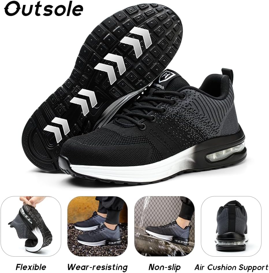 Athletic Steel Toe Shoes for Men and Women, Lightweight Work Sneakers