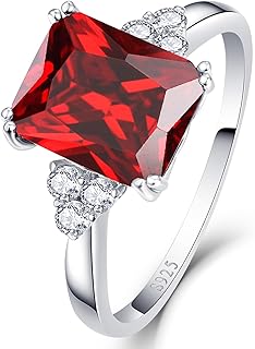 3.5ct Simulated Gemstone Ring 925 Sterling Silver 10x8mm Radiant Cut Sapphire|Emerald|Amethyst|Cubic Zirconia Ring Birthstone Rings for Mothers Valentines Thanksgiving Day Size 5-10