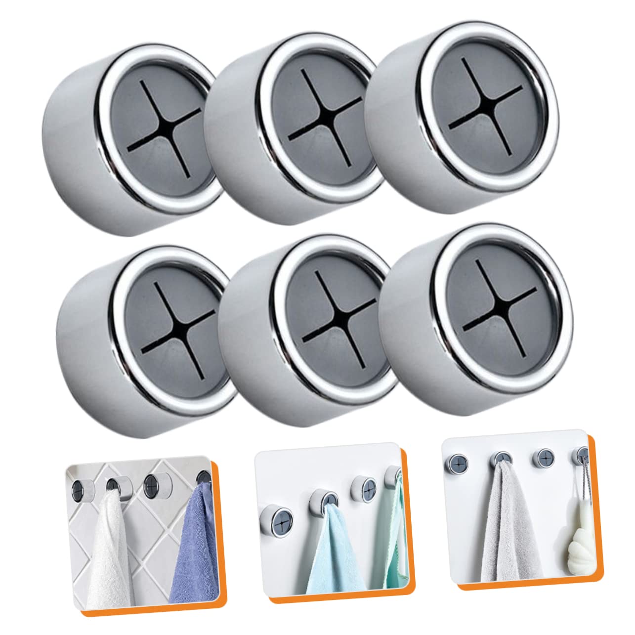 ABOOFAN 3sets Self Adhesive Towel Hooks Wall Mounted Dish Rag Holder for Kitchen Bathroom Punch Installation Space Saving Versatile for Rags Cloths Hand Towels 6pcs*3