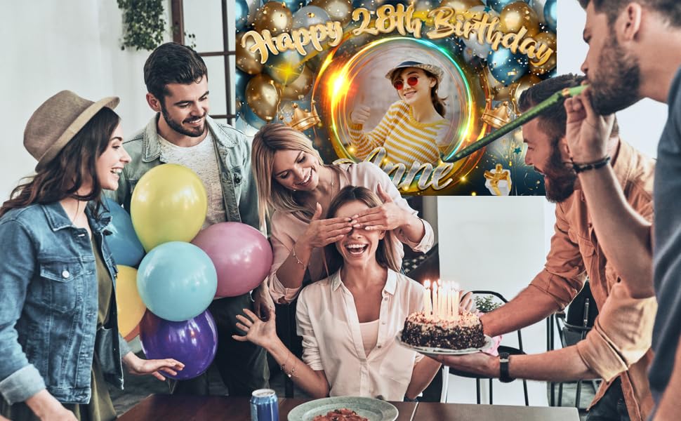 Personalised Happy Birthday Backdrop Background Banner Black And - View #7