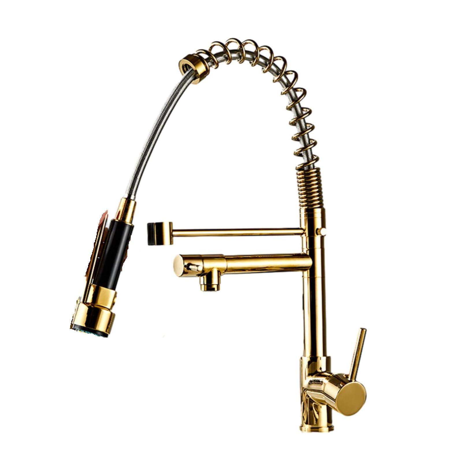 ZYCHSJXA Kitchen Taps Home Faucet Pull-Out Sink Gold Two Functions
