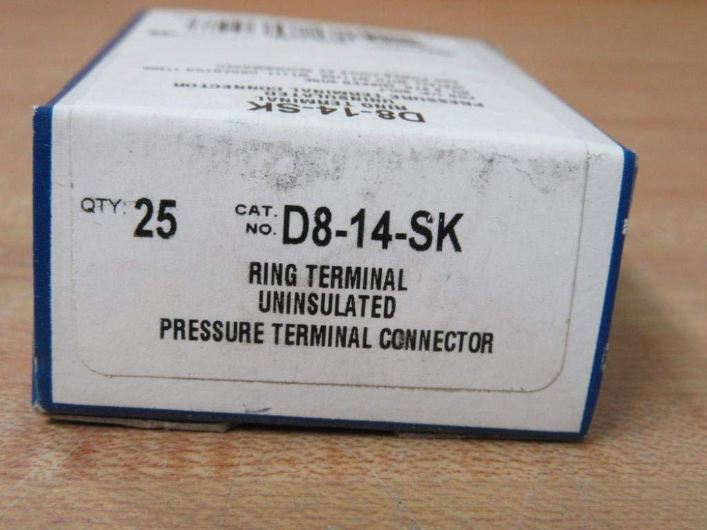 Thomas and Betts D8-14-SK #8 Sta-Kon Ring Terminal D814SK (Pack of 25)