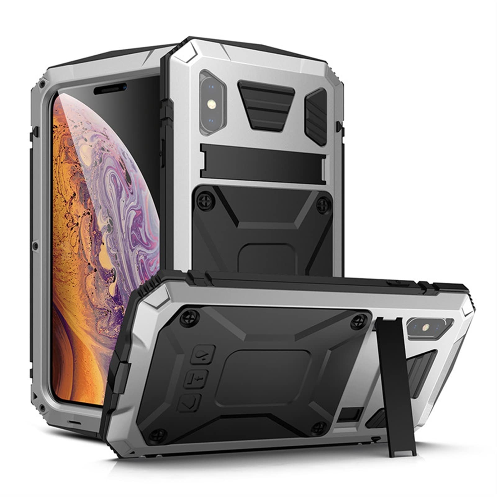 Coque robuste iPhone X pour sport extérieur GUMMMY Armor métal