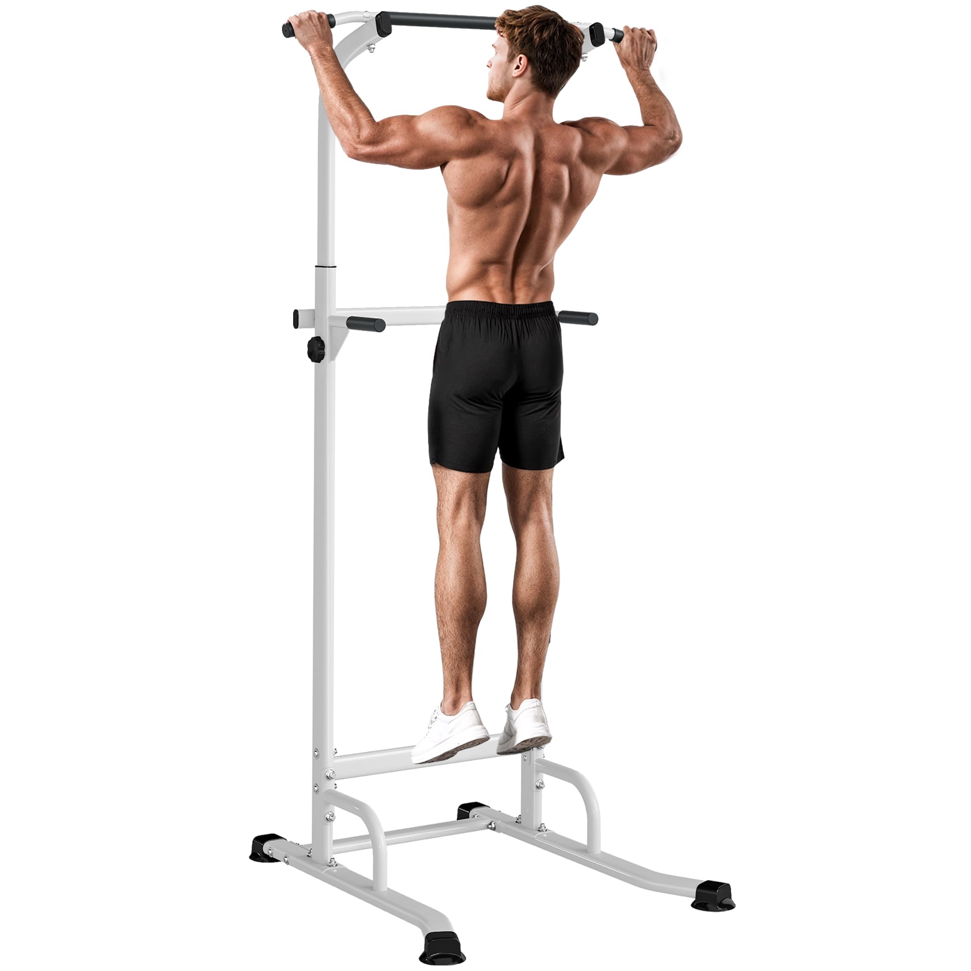 SPORTNOW Power Tower con Barre per Dip e Trazioni, Power Tower Multifunzione con Altezza Regolabile 176.5-227 cm, Struttura in Acciaio per Allenamento a Casa Palestra, Capacità 120 kg