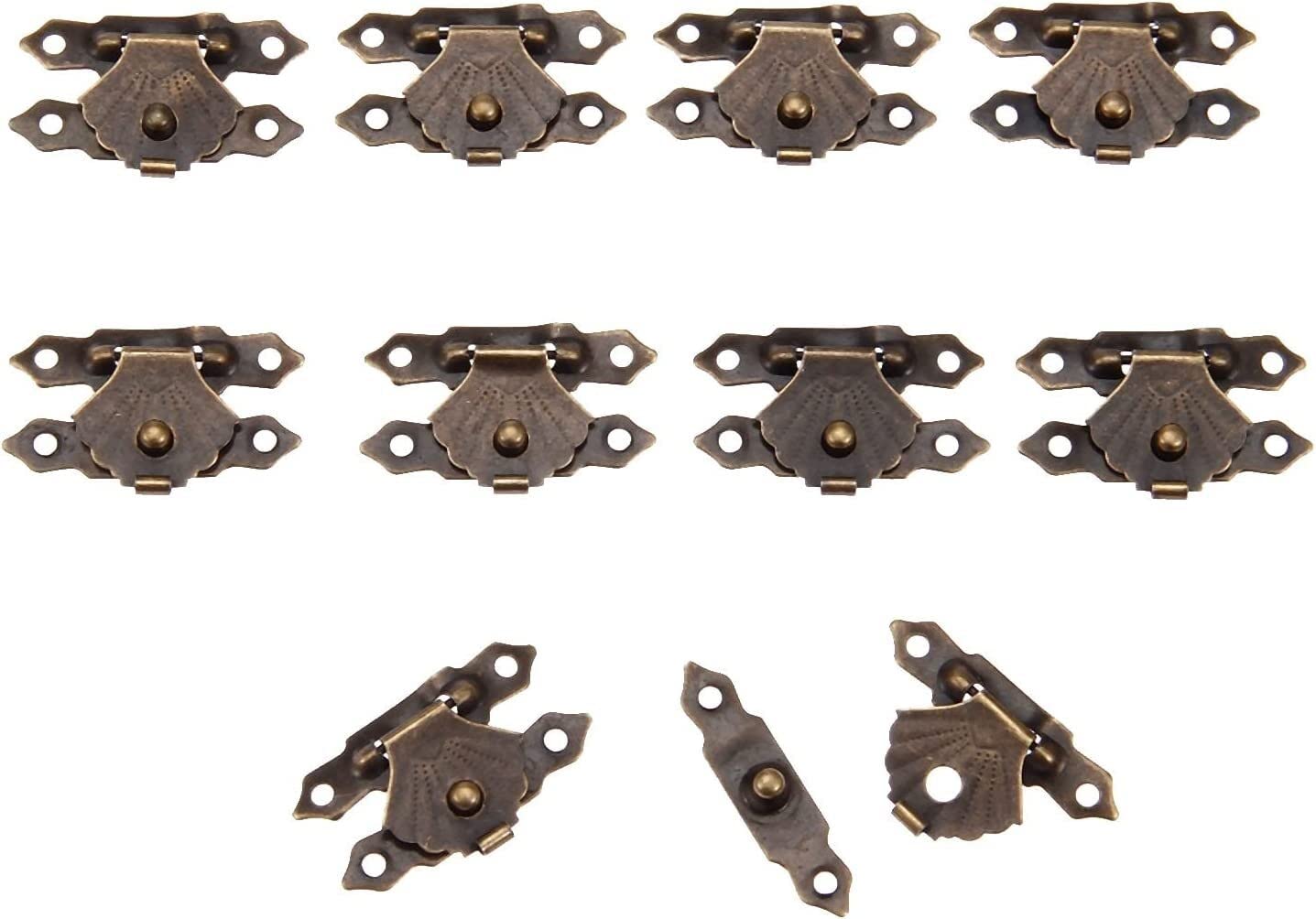 Nvsfzgiyg A Retro Decoration Hinges,Ntique Hinge, 10Pcs Iron Jewelry Box Padlock Hasp Locked Wooden Wine Gift Handbag Buckle Furniture Hardware 38 * 18Mm Butt (Color : (A)