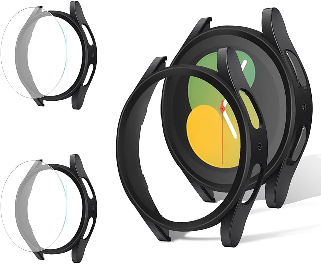 FYY Case Compatible with Samsung Galaxy Watch 5/Watch 4 (40mm) Screen Protector and Case, Tempered Glass and Hard PC Protective Bumper for Galaxy Watch5 Watch4 40mm