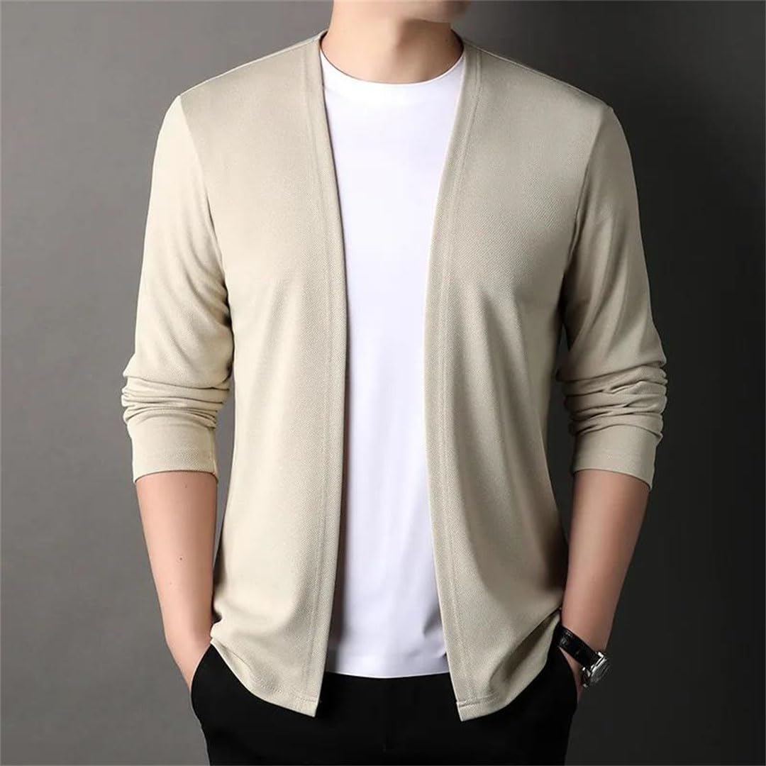 Men Spring Autumn Knitted V Neck Sweater Cardigan Casual Slim Fit Knit Outerwear