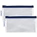 Produktbild Waytex 2 Stück transparente Federmäppchen mit Reißverschluss aus Eva ohne PVC, Flache Form, 22 x 11 cm, Farbiger Rand, Marineblau, 22 x 11 x 0,8 cm, Mäppchen