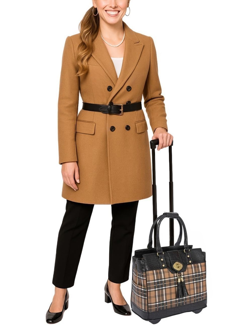 JKM & Company Rolling Laptop Bag for Women | Designer Wheeled Briefcase | Fits 13-17