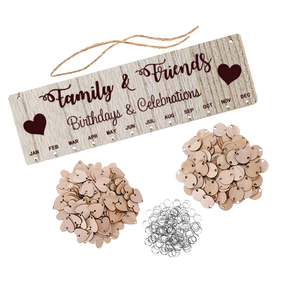 NUOBESTY 9 Set di Calendario per Famiglia E Amici Promemoria in Legno Promemoria per Compleanni Promemoria da Appendere alla Parete Promemoria per La Casa