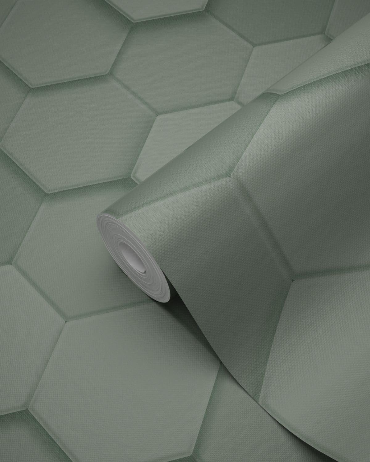 Origin papier peint hexagone 3d vert grisé 53 cm x 10.05 m Wallcoverings