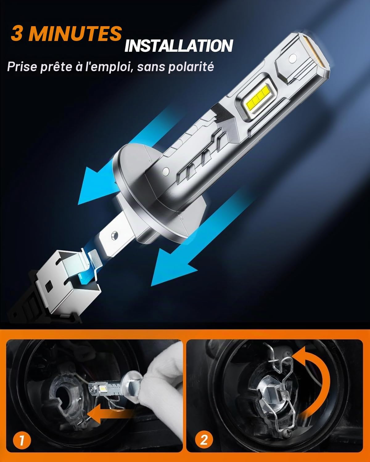 SEALIGHT 2026 H1 LED Light Bulbs, 28000LM 6500K with 14000RPM Cooling Fan, 1:1 Mini Size Fog Light Bulbs, Plug-N-Play, Pack of 2