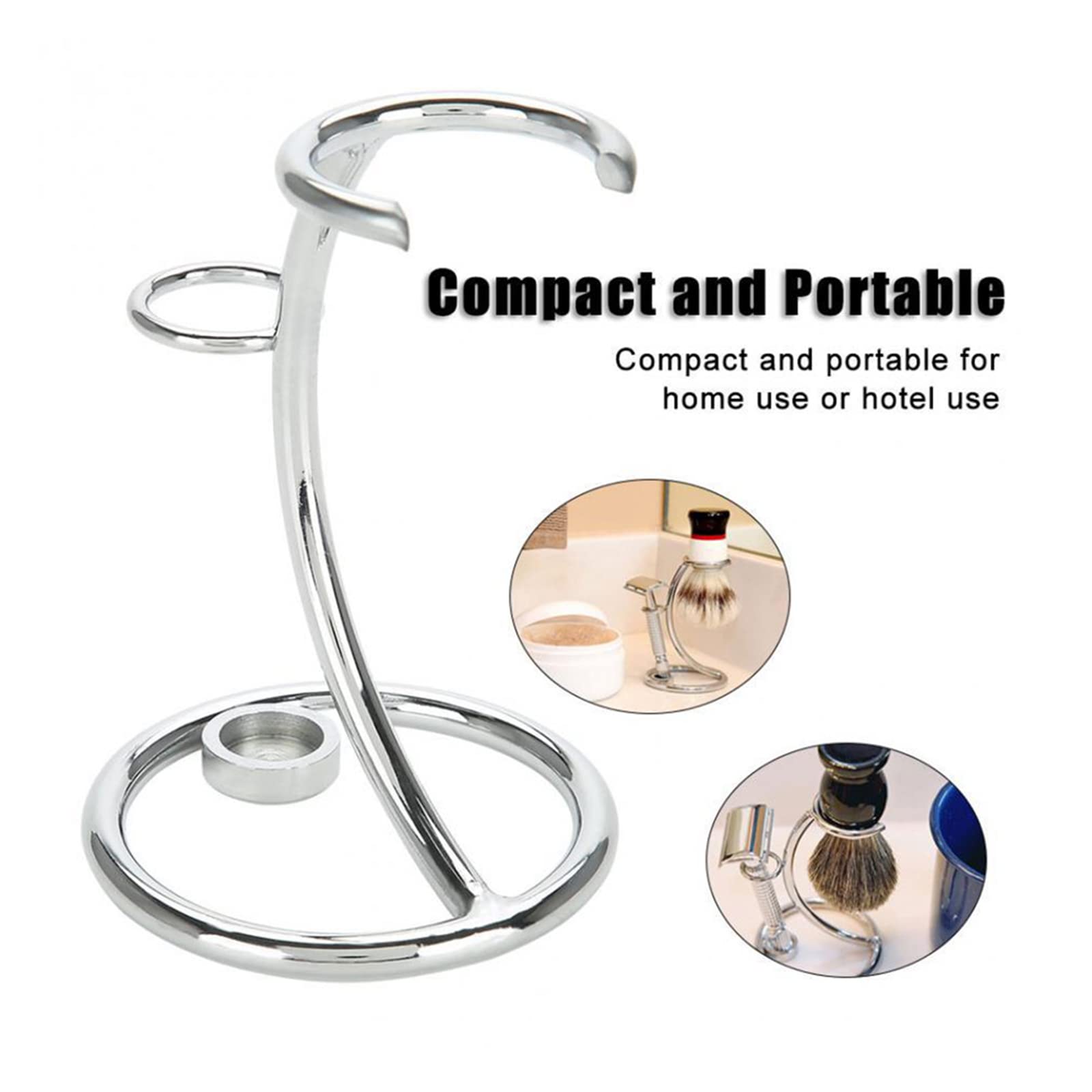 Supporto per Pennello Da Barba Supporto per Rasoio e Pennello 2 IN 1 Pennello da Barba Curvo Portatile Supporto Curvo Supporto per Rasoio per Rasoio Classico e Pennello da Rasatura(Argento)