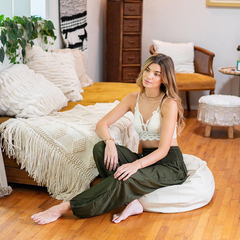 Image of Lotus and Luna Women's Harem Pants Thai Pants for Beach & Lounge High Waisted Flowy Boho Pants Genie Pants Yoga Pants