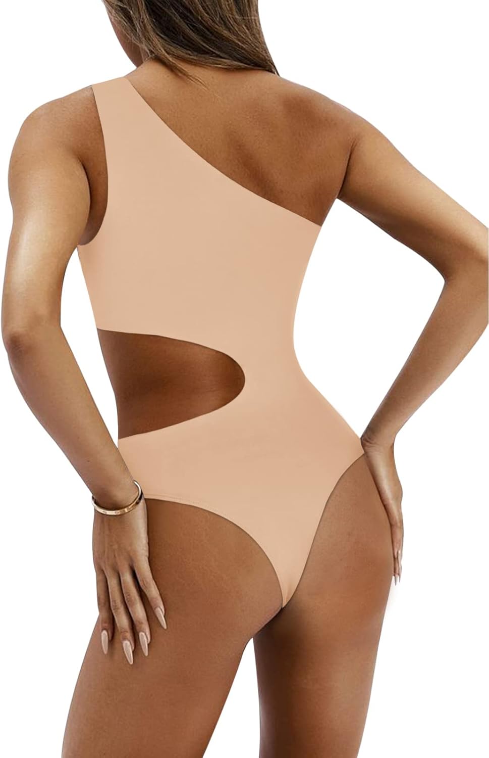 REORIA Women’s Sexy One Shoulder Cutout Waist Double Lined Sleeveless Going Out Tank Top Bodysuits - Image 5