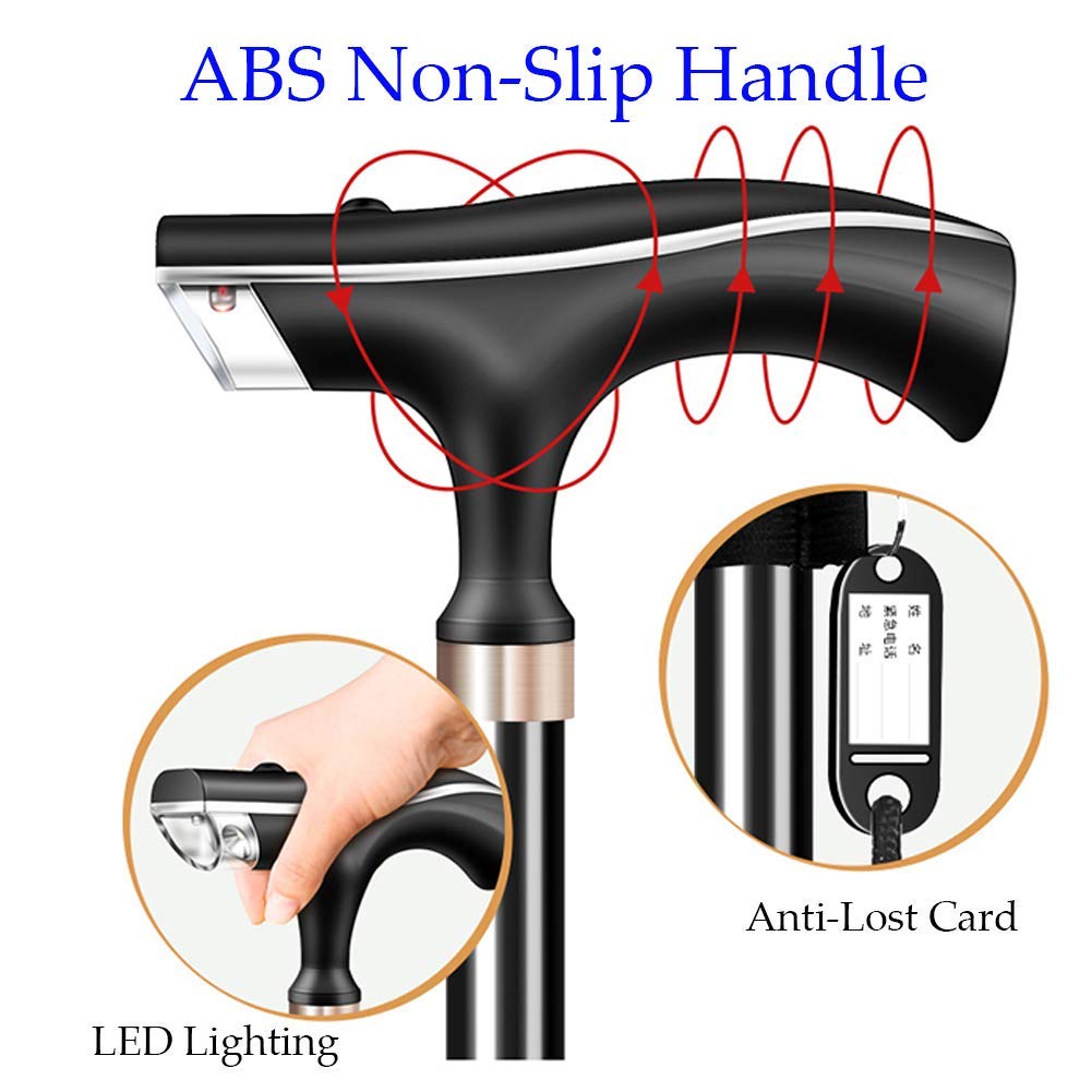 Bastones para Mujer Ligeros con Luz LED con Dispositivo de Alarma y 2 Bases Antideslizantes Interesting