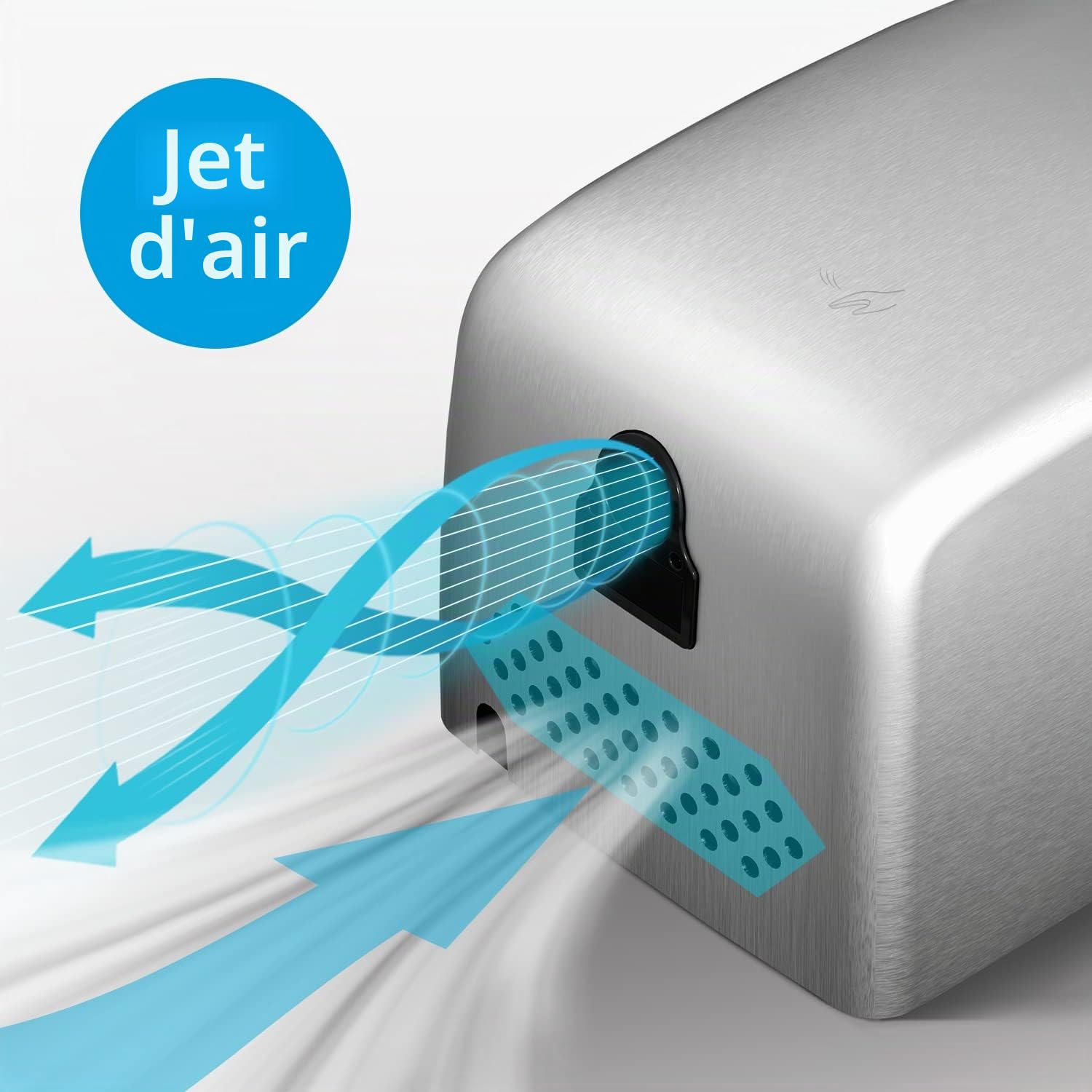 anydry 2803D Mini sèche-Mains électrique Automatique Mural,Hygiénique et Peu encombrant,Coque en Acier Inoxydable.1350W.(Brossé)