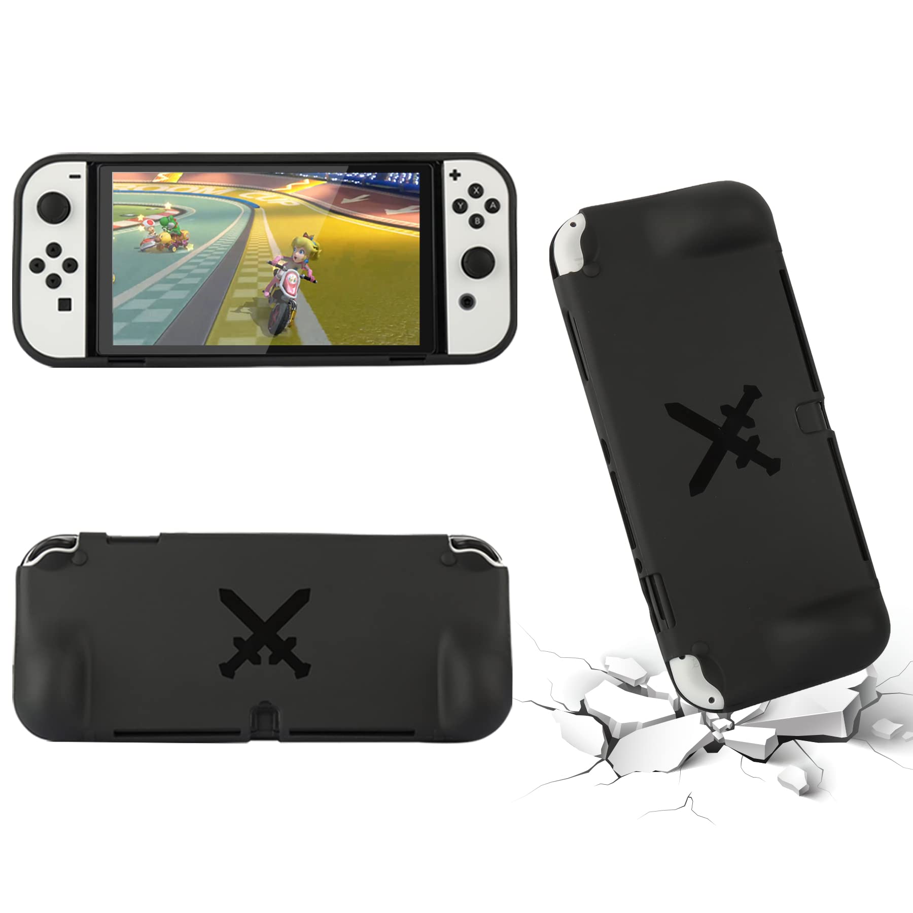 Accessori Bundle Party Pack per Nintendo Switch OLED Model(2021), Kit con custodia per il trasporto, Joy Con Charging Dock&Grips&Covers, Volanti, Montaggio, Protezioni per schermo, Tappi (23 in 1)