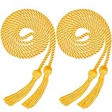 Yaomiao 2 Pieces Graduation Cords Polyester Yarn Honor Cord with Tassel for Graduation Students (Gold)