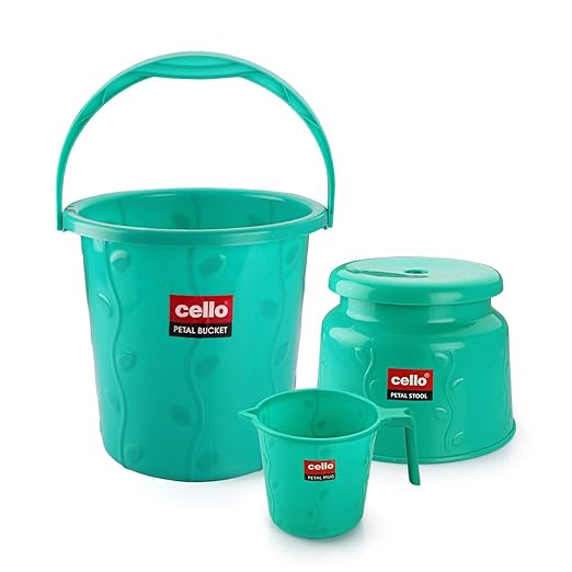 Cello Petal Bathroom Set of 3 PCs, Small, Green at Rs. 605