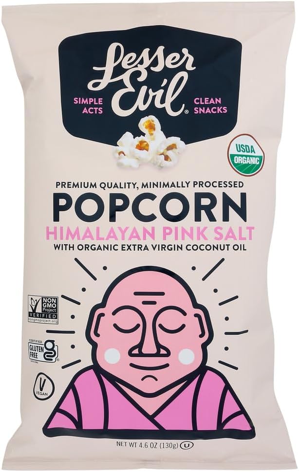 Lesser Evil, Buddha Bowl, Organic Popcorn, Himalayan, 5-Ounce Bag (Pack of 3) (Choose Flavor Below) (Himalayan Pink Salt)