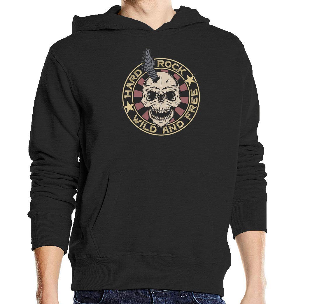 Hard Rock Wild And Free Skull Guitar Maglione Unisex con Cappuccio Pullover